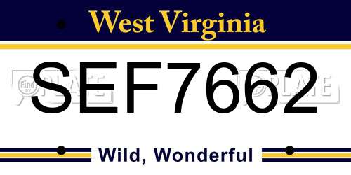 SEF7662 West Virginia License Plate