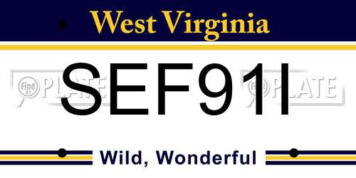 SEF91I West Virginia License Plate