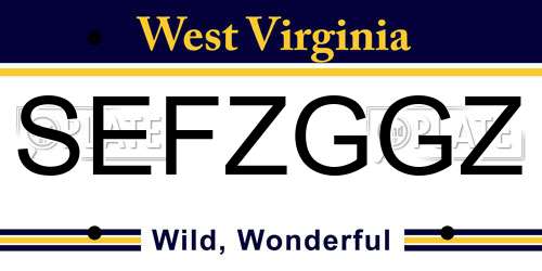 SEFZGGZ West Virginia License Plate