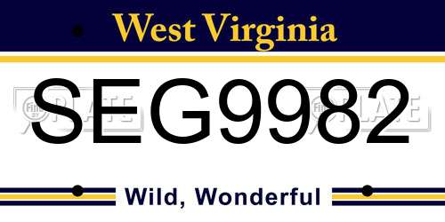 SEG9982 West Virginia License Plate