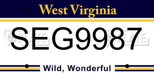 SEG9987 West Virginia License Plate