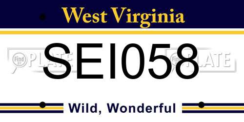 SEI058 West Virginia License Plate