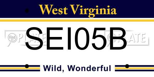 SEI05B West Virginia License Plate