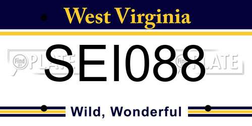 SEI088 West Virginia License Plate