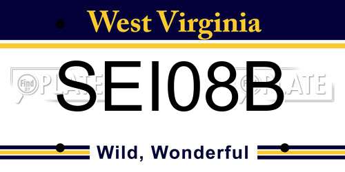 SEI08B West Virginia License Plate
