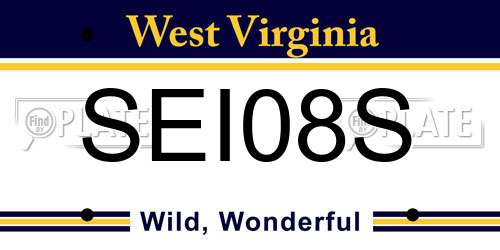 SEI08S West Virginia License Plate