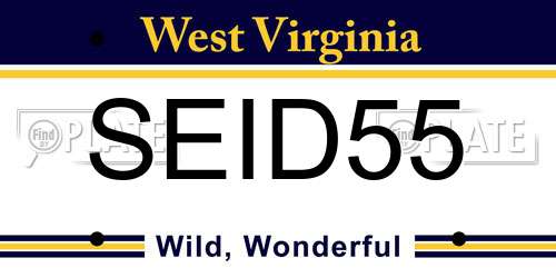 SEID55 West Virginia License Plate