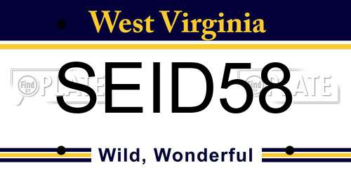 SEID58 West Virginia License Plate