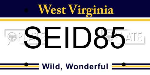 SEID85 West Virginia License Plate