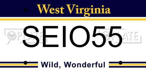 SEIO55 West Virginia License Plate