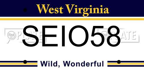 SEIO58 West Virginia License Plate
