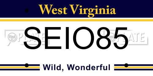 SEIO85 West Virginia License Plate