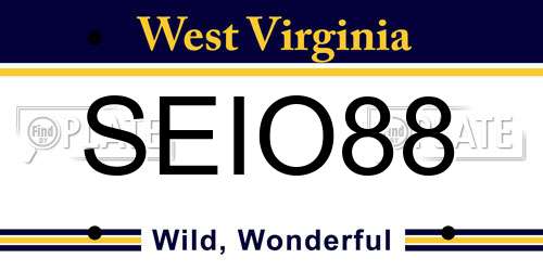 SEIO88 West Virginia License Plate