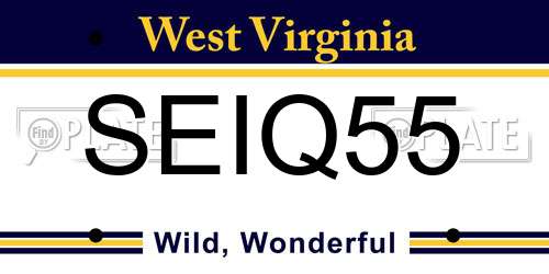 SEIQ55 West Virginia License Plate