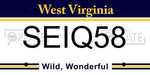 SEIQ58 West Virginia License Plate
