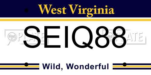 SEIQ88 West Virginia License Plate