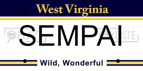 SEMPAI West Virginia License Plate