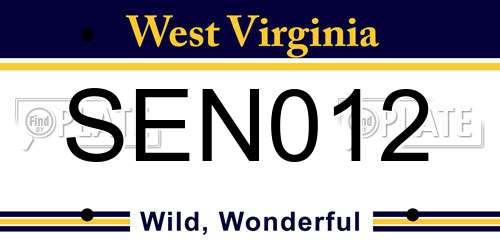 SEN012 West Virginia License Plate