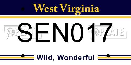 SEN017 West Virginia License Plate