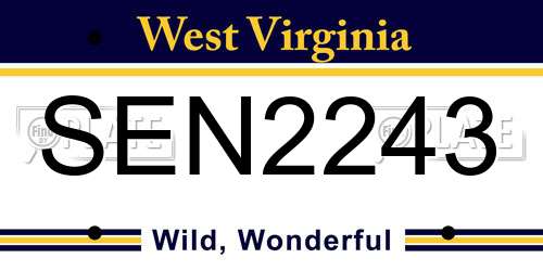 SEN2243 West Virginia License Plate