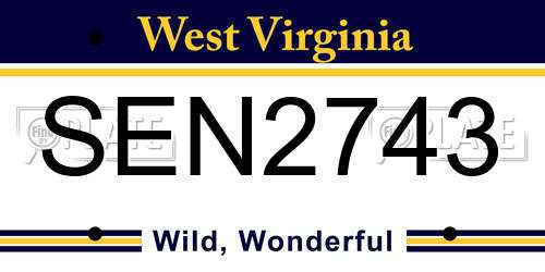 SEN2743 West Virginia License Plate