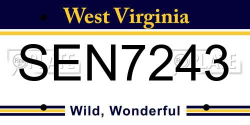 SEN7243 West Virginia License Plate