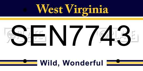 SEN7743 West Virginia License Plate
