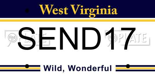 SEND17 West Virginia License Plate