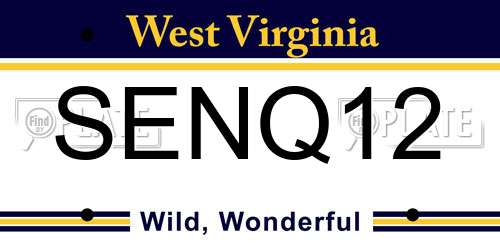 SENQ12 West Virginia License Plate