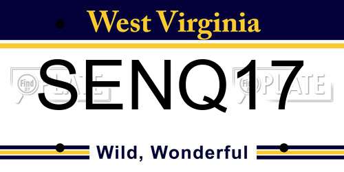 SENQ17 West Virginia License Plate