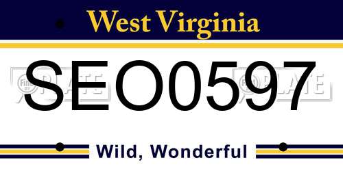 SEO0597 West Virginia License Plate
