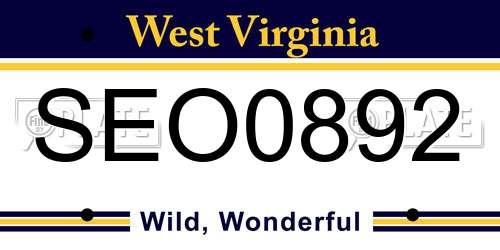 SEO0892 West Virginia License Plate