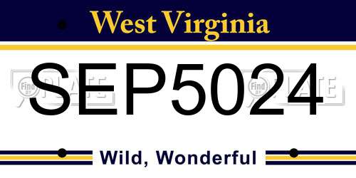 SEP5024 West Virginia License Plate