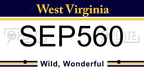 SEP560 West Virginia License Plate