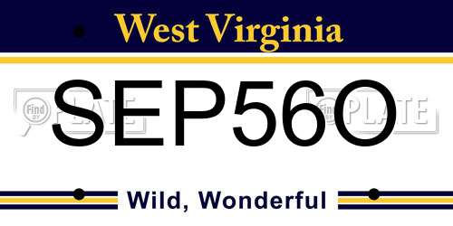 SEP56O West Virginia License Plate