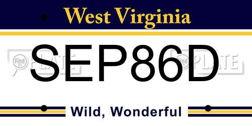 SEP86D West Virginia License Plate