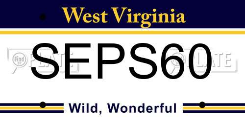 SEPS60 West Virginia License Plate