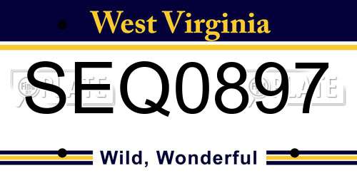 SEQ0897 West Virginia License Plate