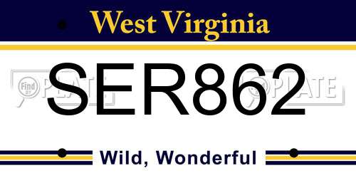 SER862 West Virginia License Plate