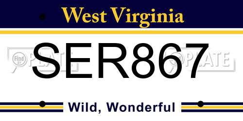 SER867 West Virginia License Plate
