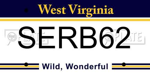 SERB62 West Virginia License Plate