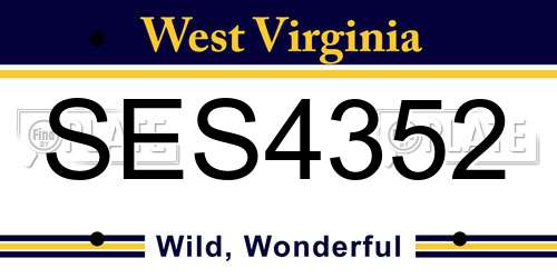 SES4352 West Virginia License Plate