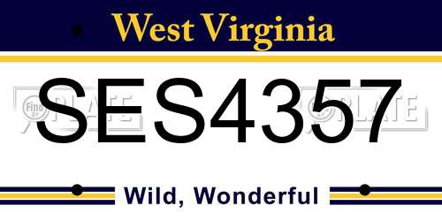 SES4357 West Virginia License Plate