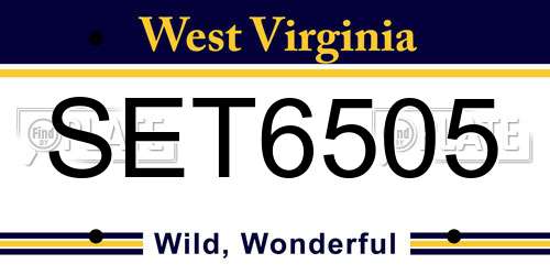 SET6505 West Virginia License Plate