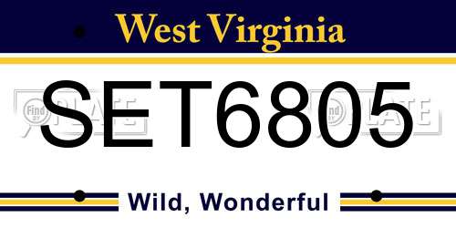 SET6805 West Virginia License Plate