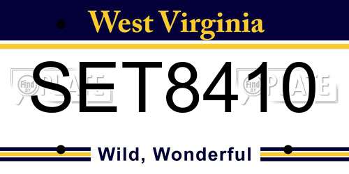 SET8410 West Virginia License Plate