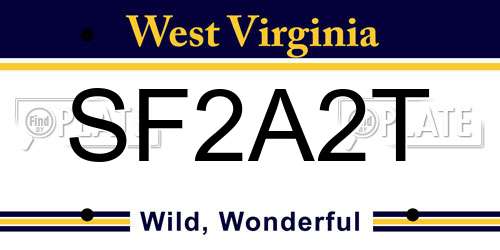 SF2A2T West Virginia License Plate