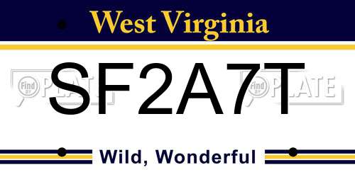 SF2A7T West Virginia License Plate