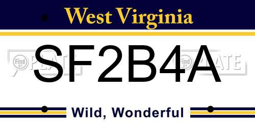 SF2B4A West Virginia License Plate