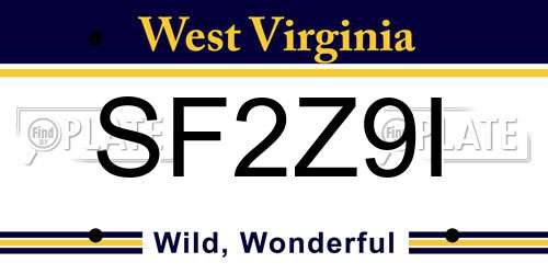 SF2Z9I West Virginia License Plate